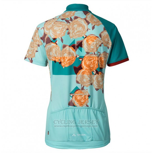 2017 Cycling Jersey Women Vaude Light Blue Short Sleeve and Bib Short
