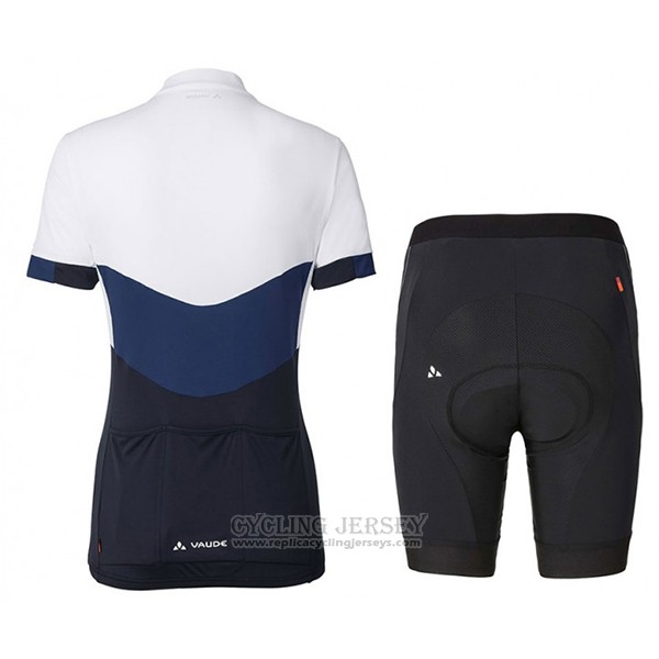 2017 Cycling Jersey Women Vaude White and Blue Short Sleeve and Bib Short