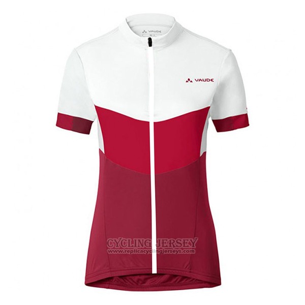 2017 Cycling Jersey Women Vaude White and Red Short Sleeve and Bib Short