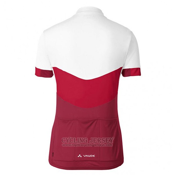 2017 Cycling Jersey Women Vaude White and Red Short Sleeve and Bib Short