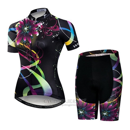 2019 Cycling Jersey Women Weimostar Black Pink Green Short Sleeve and Bib Short